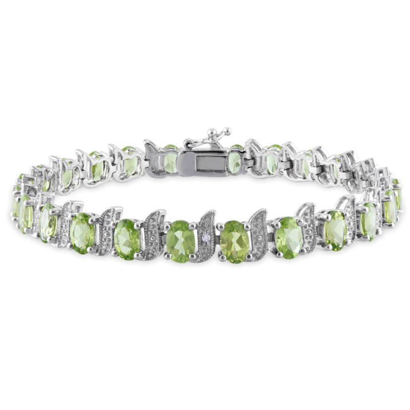 Peridot & Diamond Bracelet in Sterling Silver