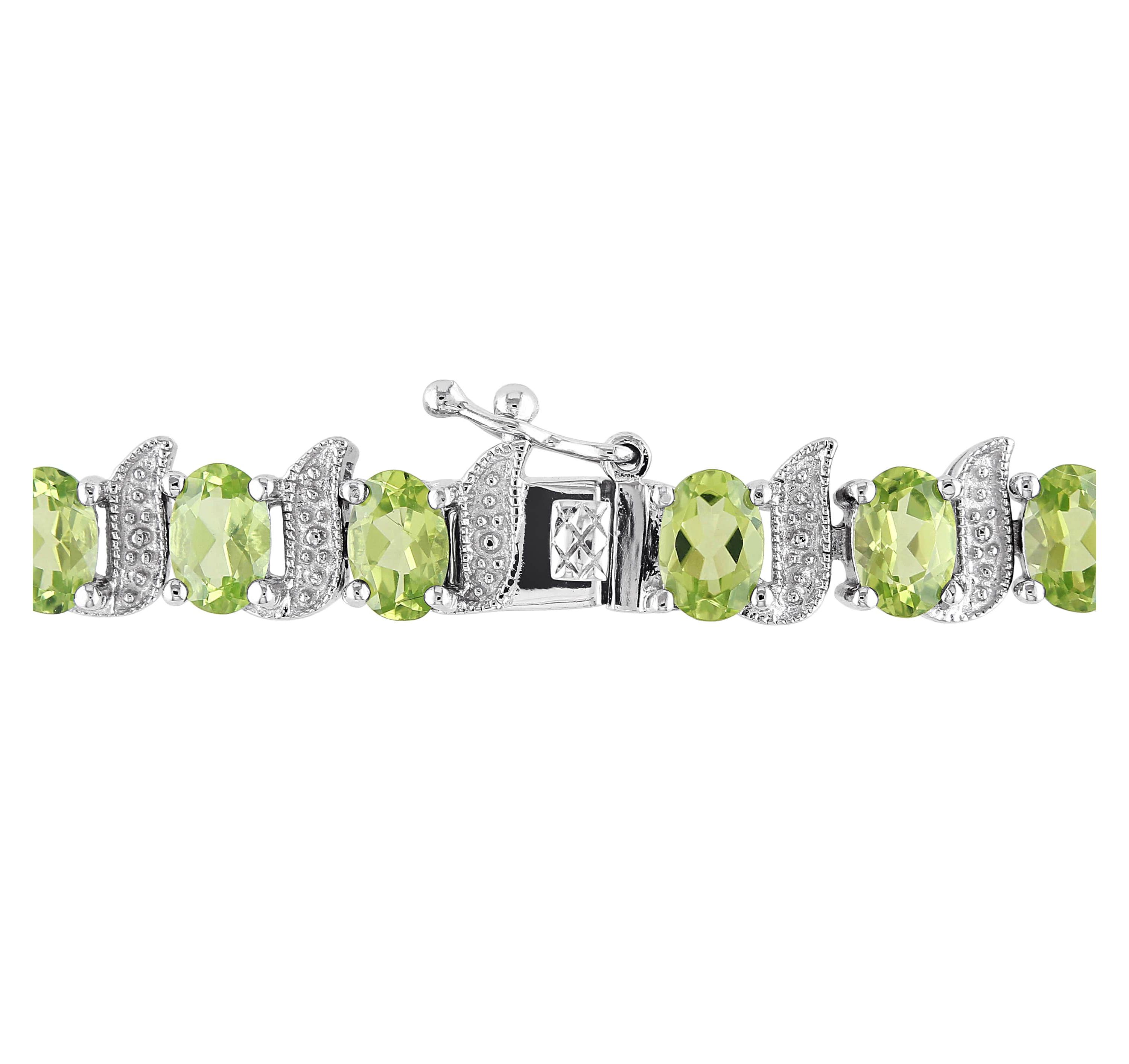 Peridot & Diamond Bracelet in Sterling Silver