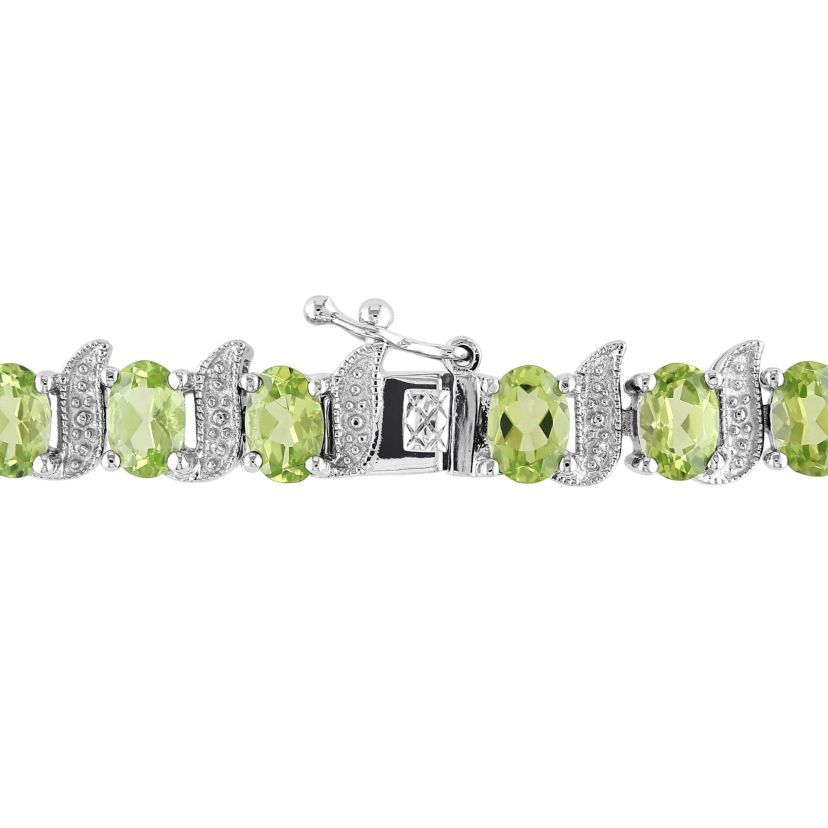 Peridot & Diamond Bracelet in Sterling Silver