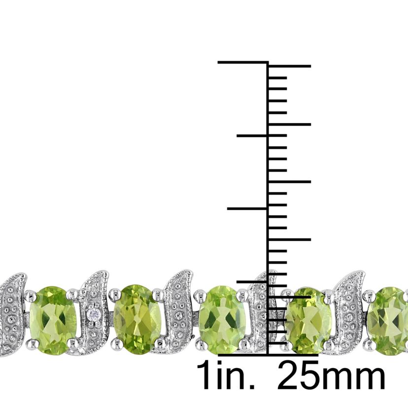 Peridot & Diamond Bracelet in Sterling Silver
