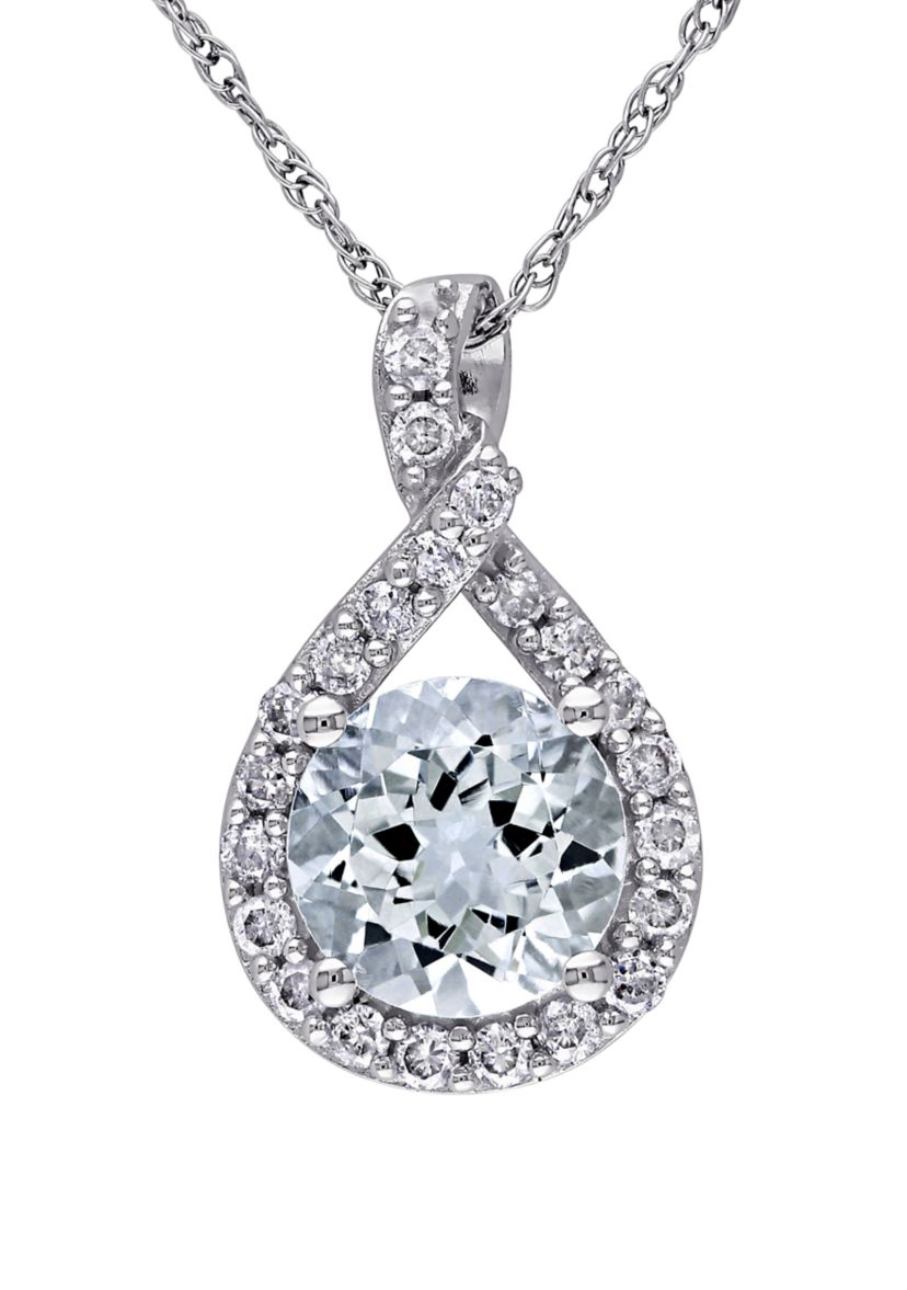 1 1/7 ct. t.w. Aquamarine and 1/5 ct. t.w. Diamond Teardrop Pendant with Chain