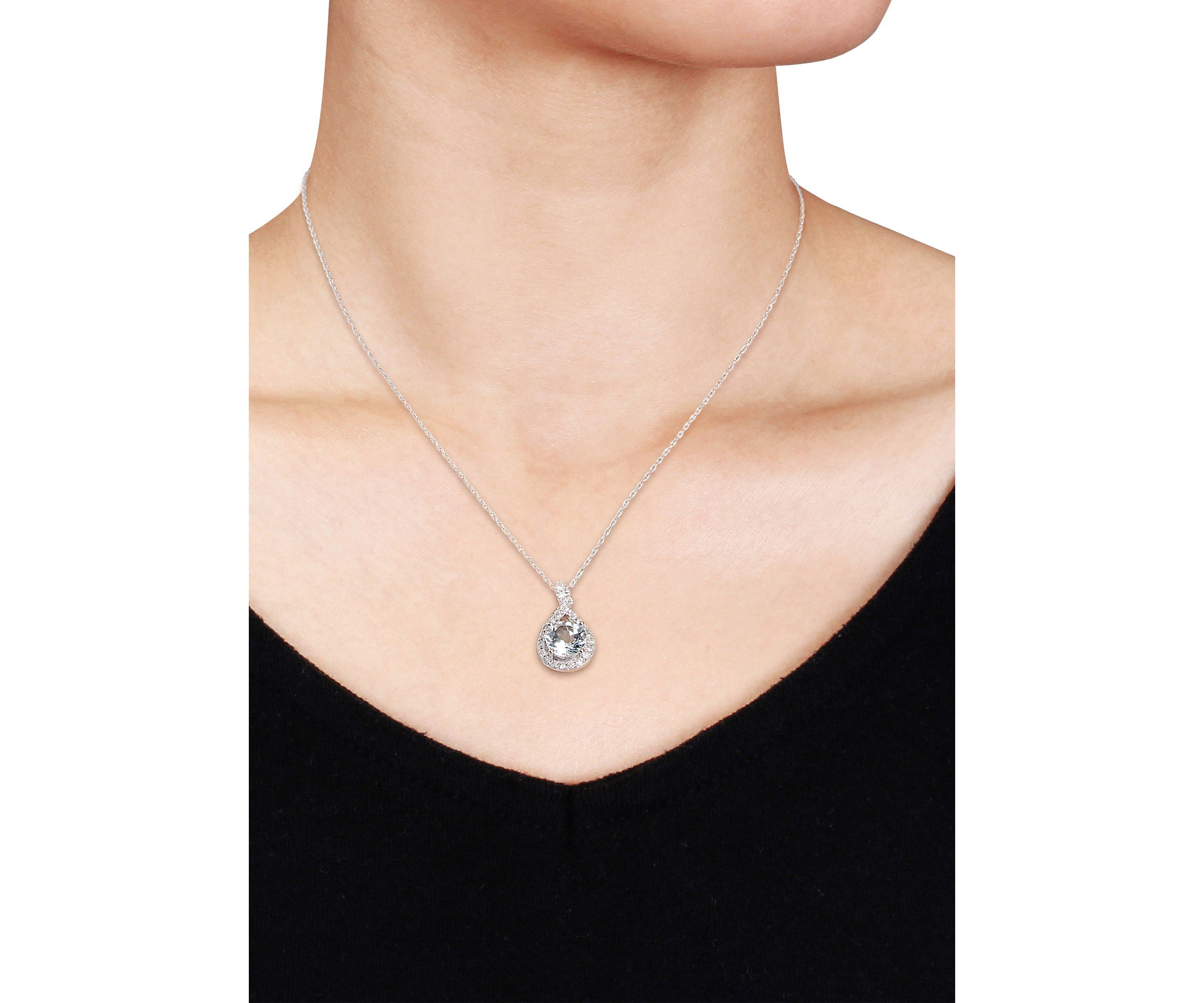 1 1/7 ct. t.w. Aquamarine and 1/5 ct. t.w. Diamond Teardrop Pendant with Chain