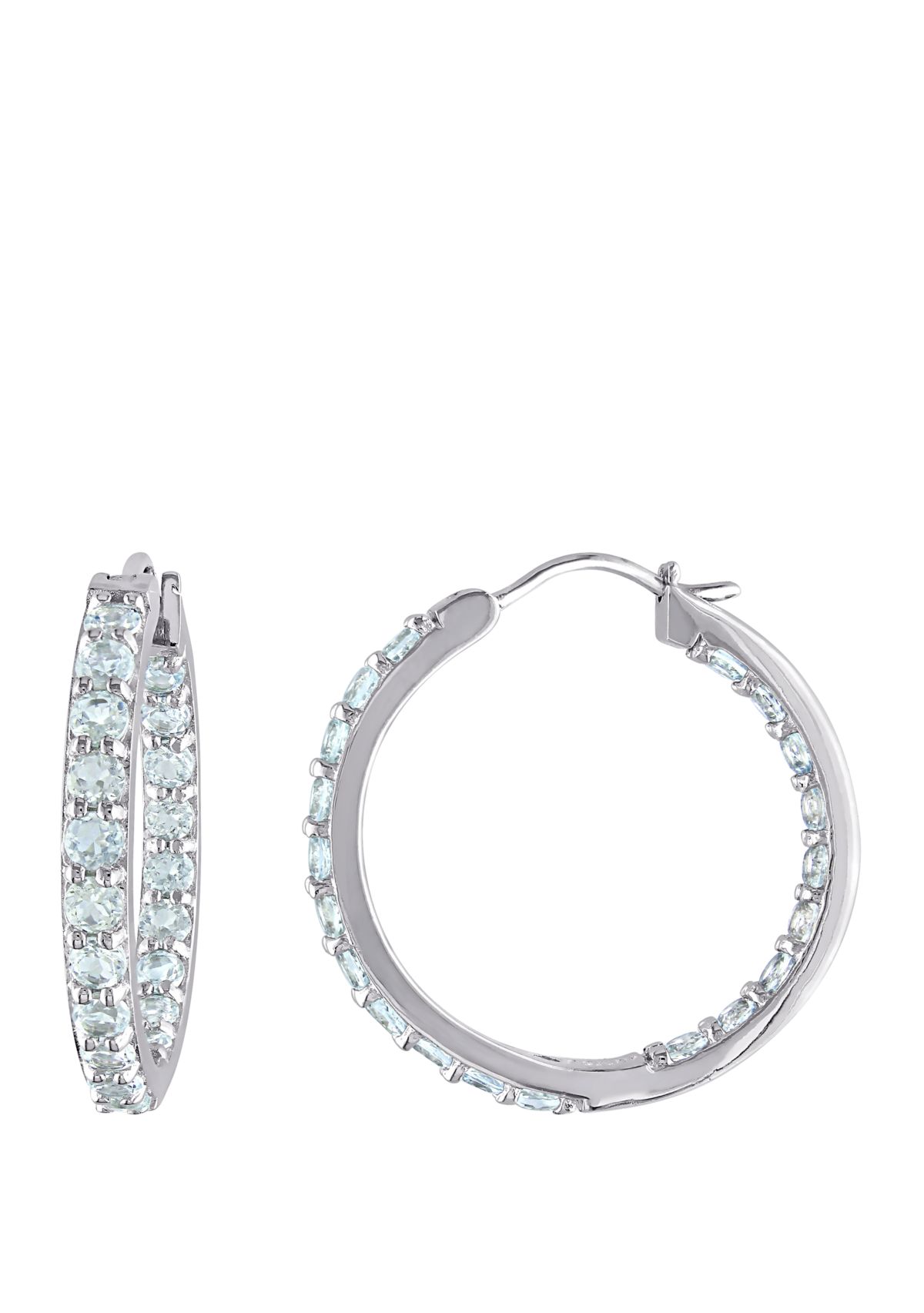 2.4 ct. t.w Aquamarine Inside Outside Hoop Earrings in Sterling Silver