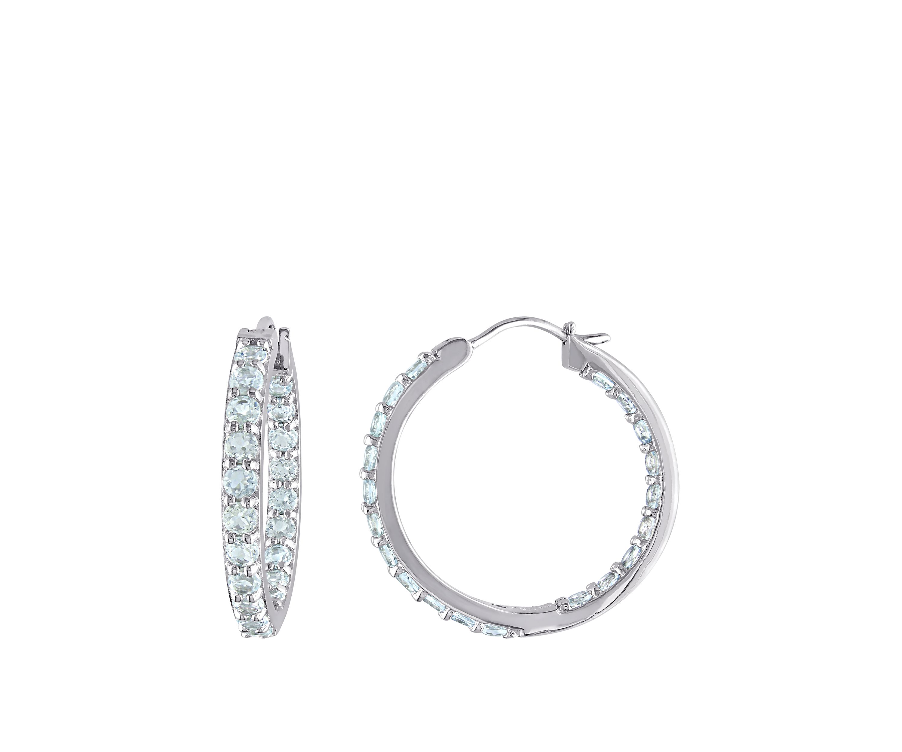 2.4 ct. t.w Aquamarine Inside Outside Hoop Earrings in Sterling Silver