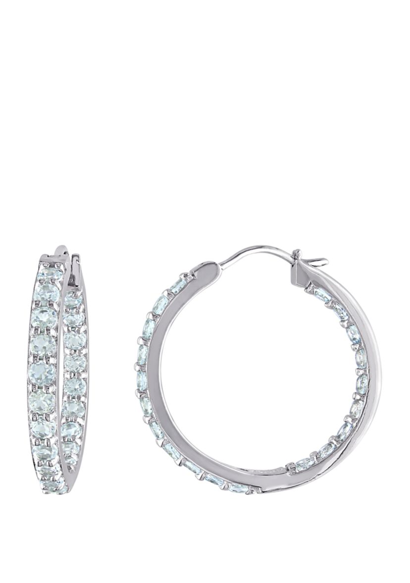 2.4 ct. t.w Aquamarine Inside Outside Hoop Earrings in Sterling Silver
