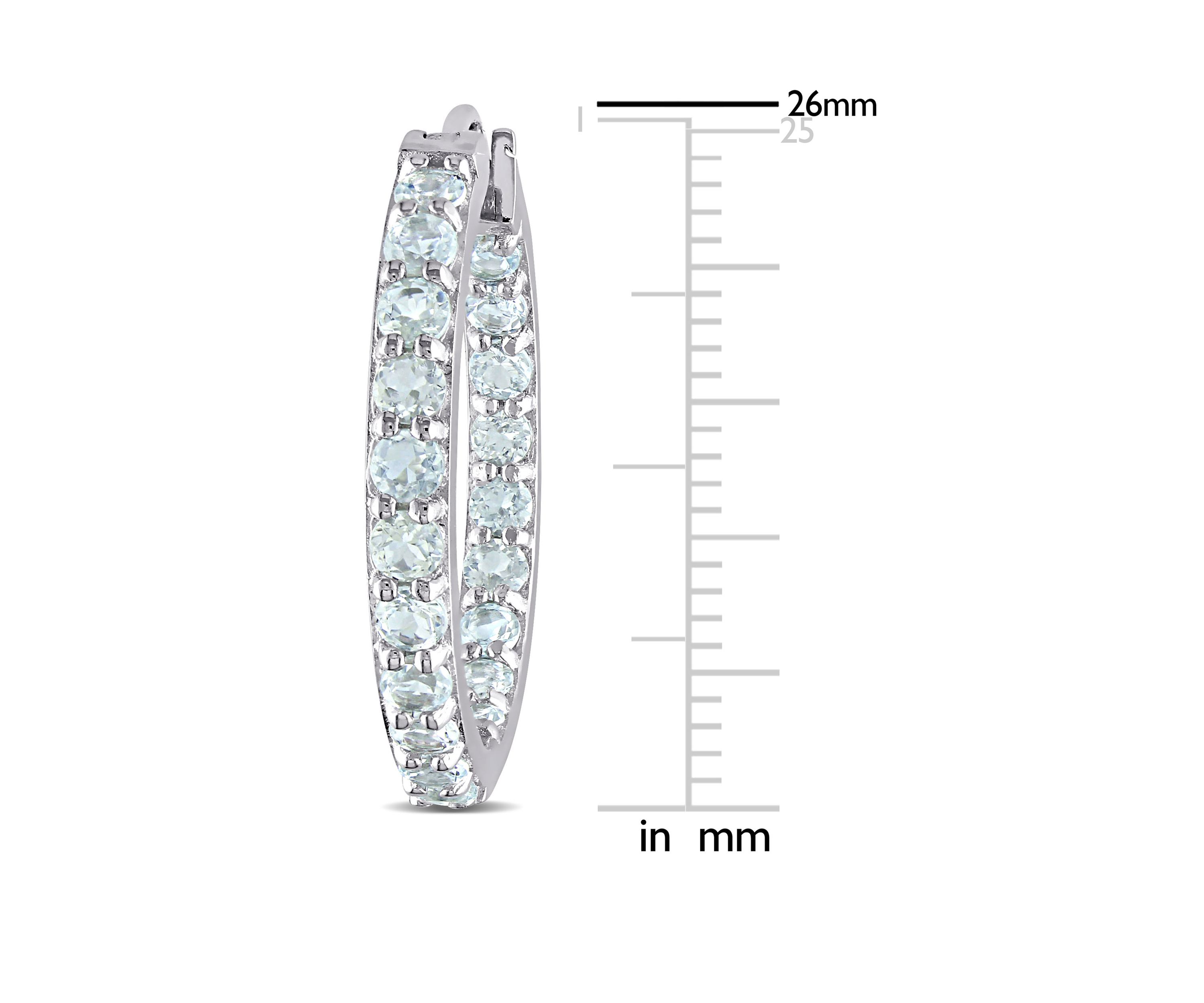 2.4 ct. t.w Aquamarine Inside Outside Hoop Earrings in Sterling Silver