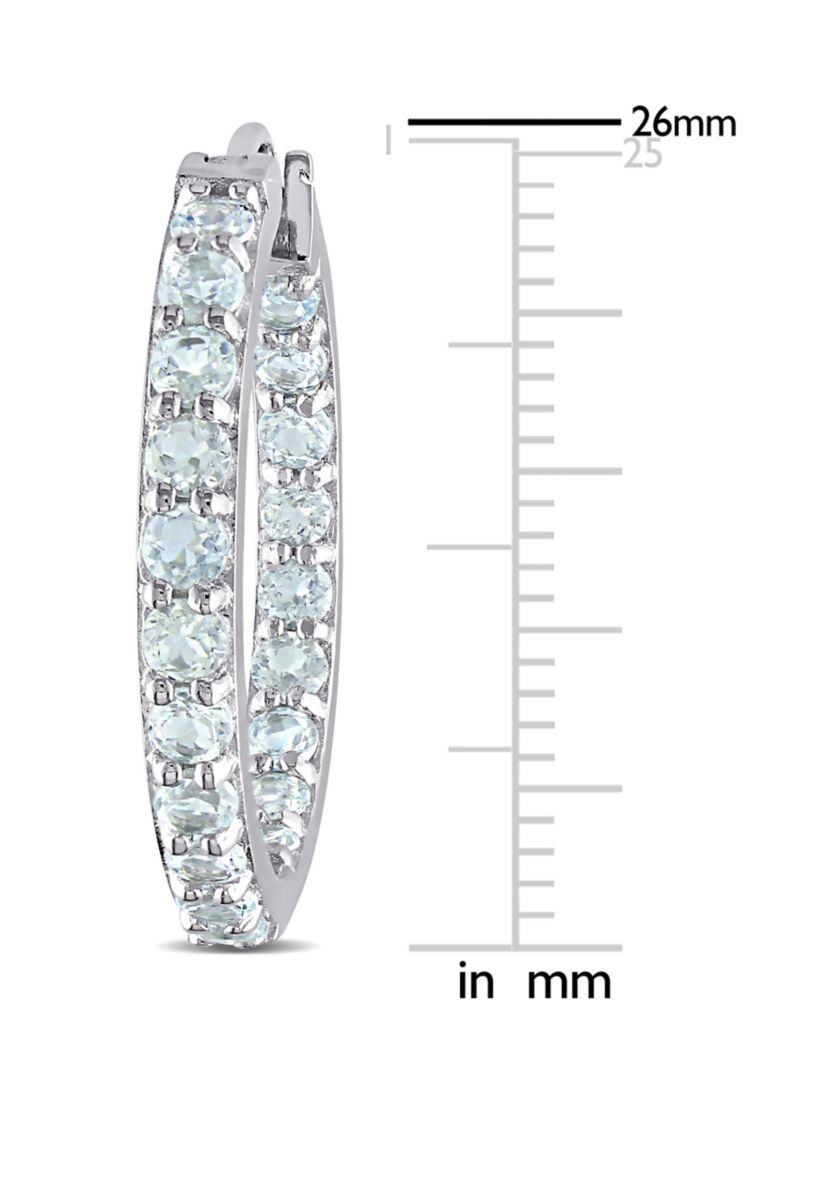 2.4 ct. t.w Aquamarine Inside Outside Hoop Earrings in Sterling Silver