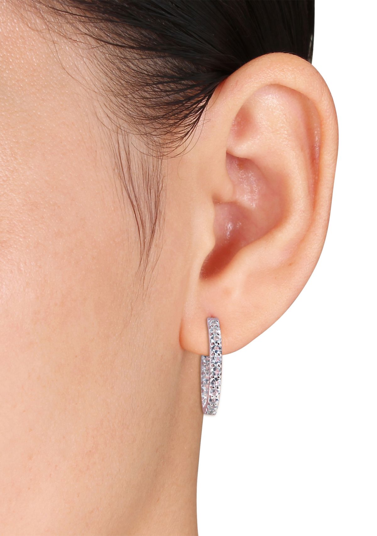 2.4 ct. t.w Aquamarine Inside Outside Hoop Earrings in Sterling Silver