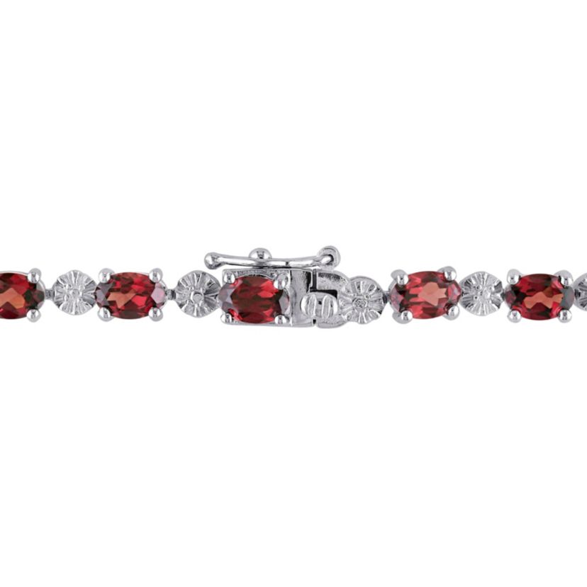 Garnet & Diamond Bracelet in Sterling Silver