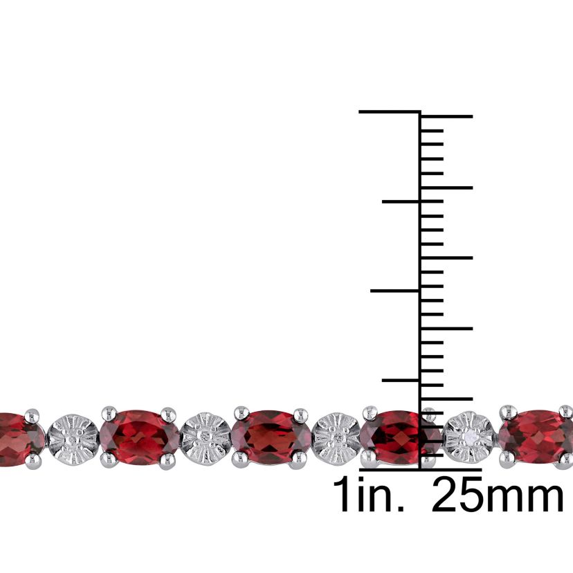 Garnet & Diamond Bracelet in Sterling Silver