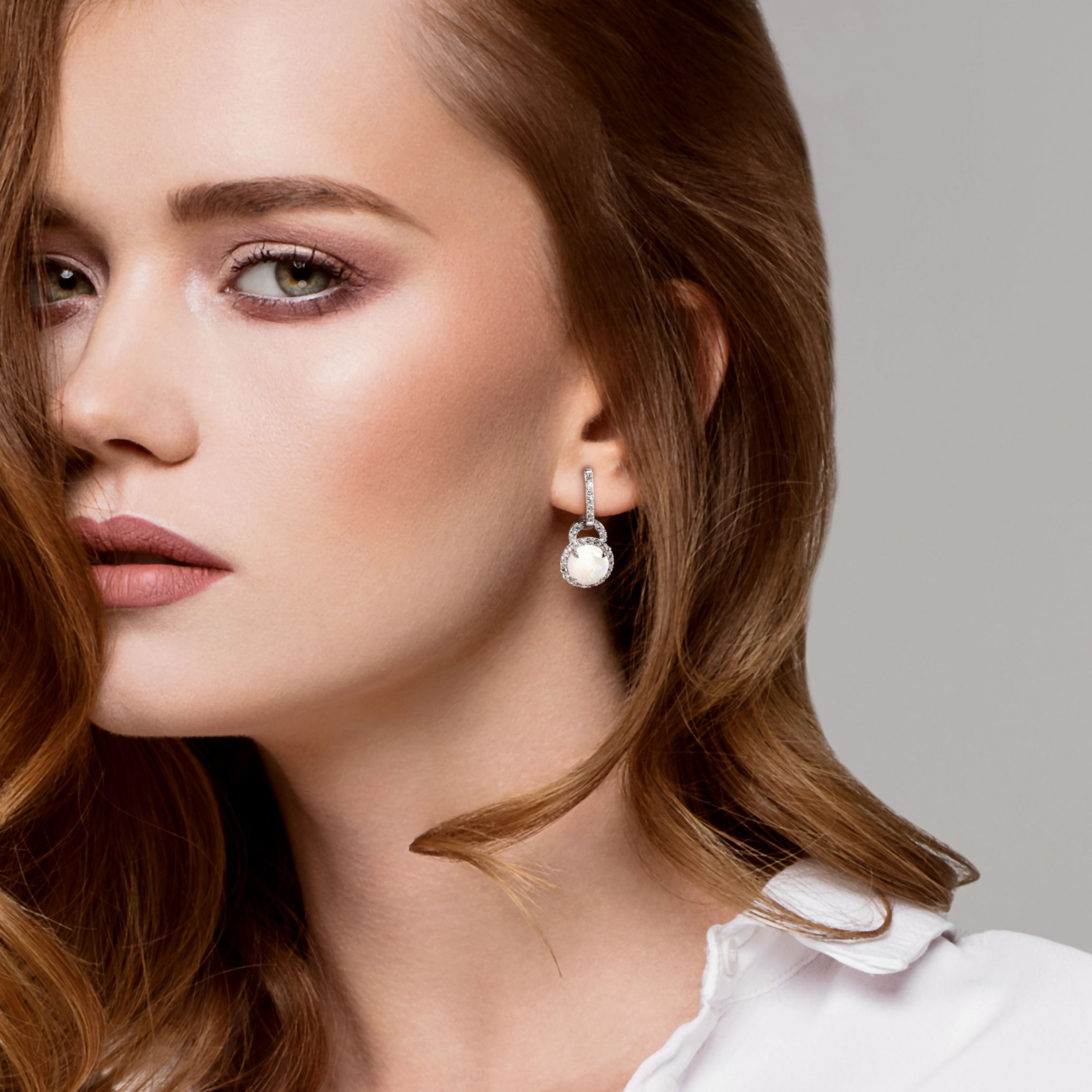 3.1 CT TGW Opal and White Topaz Hinged Hoop Charm Earrings in Sterling Silver