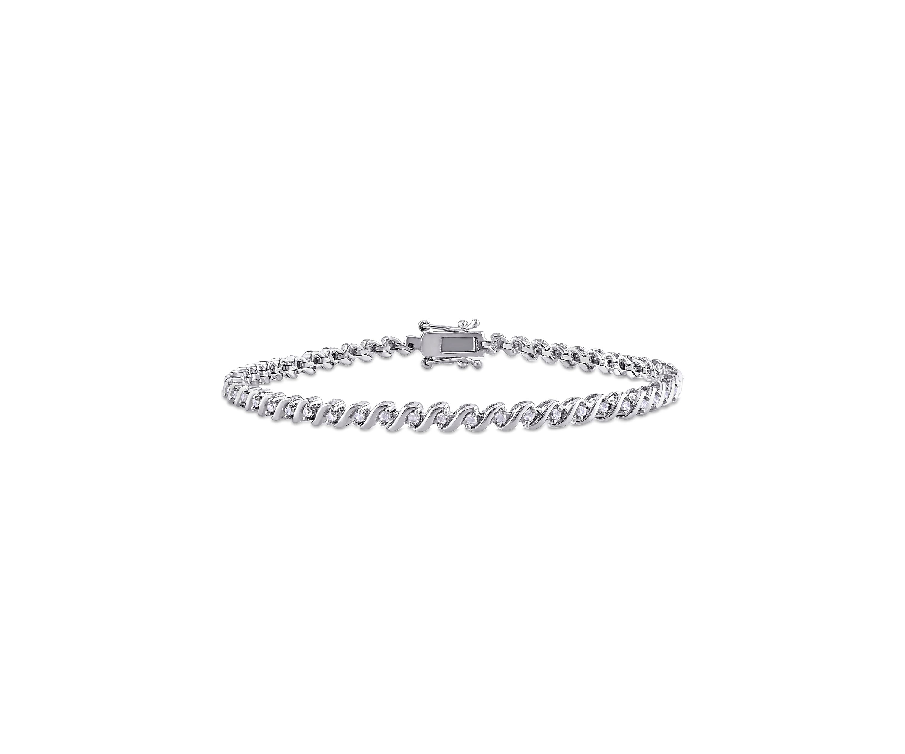 1/2 ct. t.w. Diamond S-Shape Tennis Bracelet In Sterling Silver