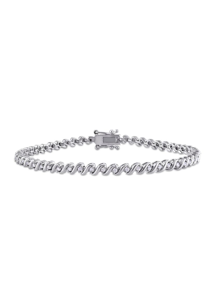 1/2 ct. t.w. Diamond S-Shape Tennis Bracelet In Sterling Silver
