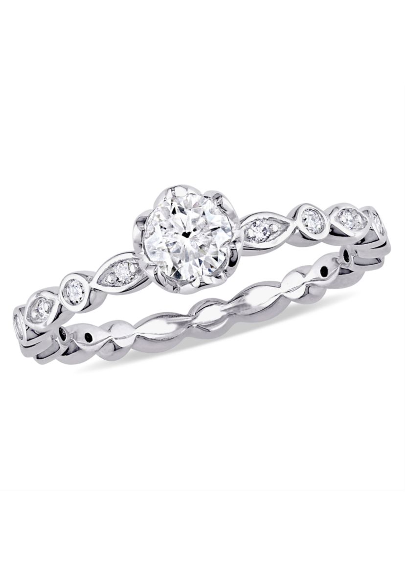1/2 ct. t.w. Diamond Raised Scalloped Infinity Engagement Ring in 14k White Gold