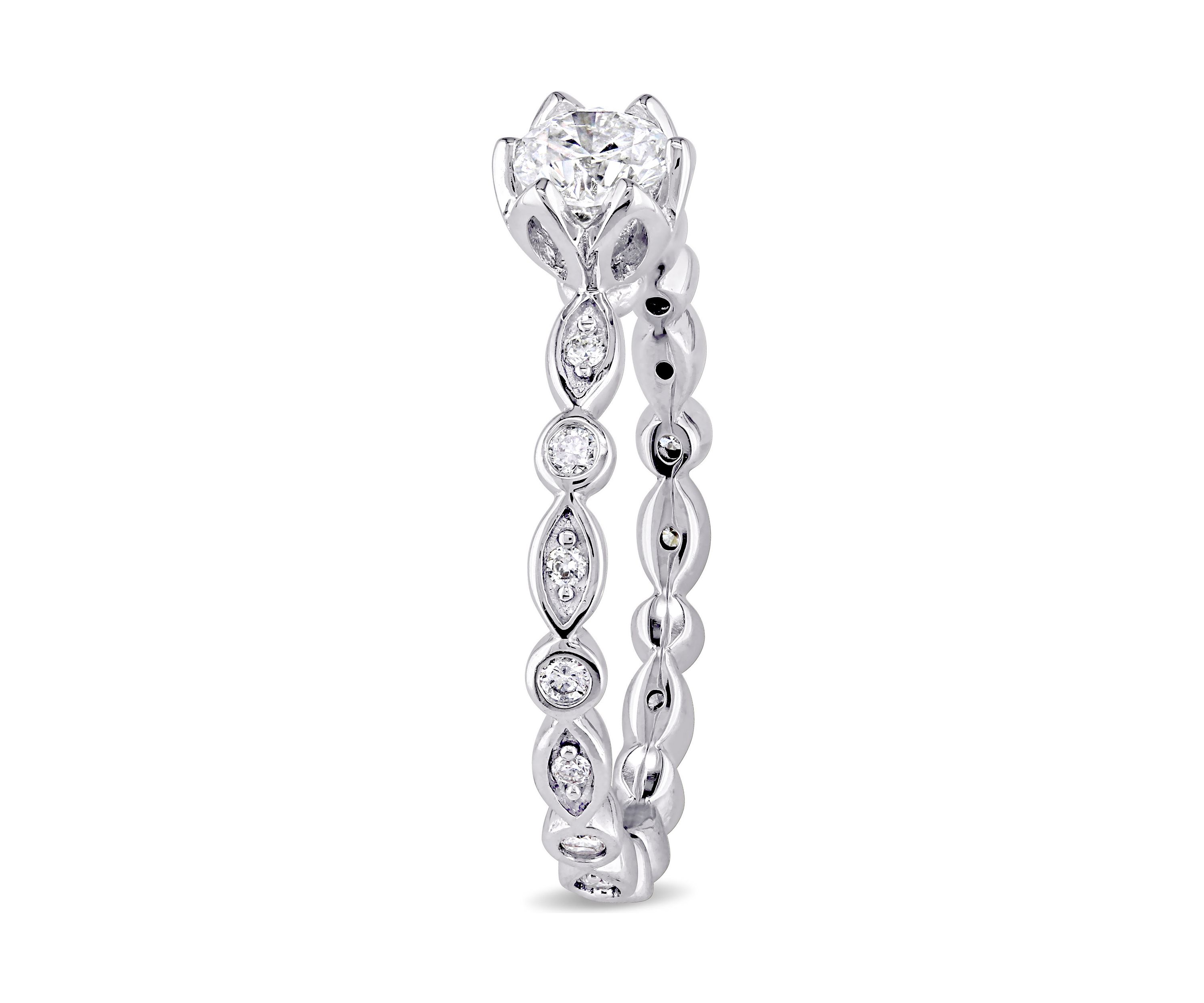 1/2 ct. t.w. Diamond Raised Scalloped Infinity Engagement Ring in 14k White Gold