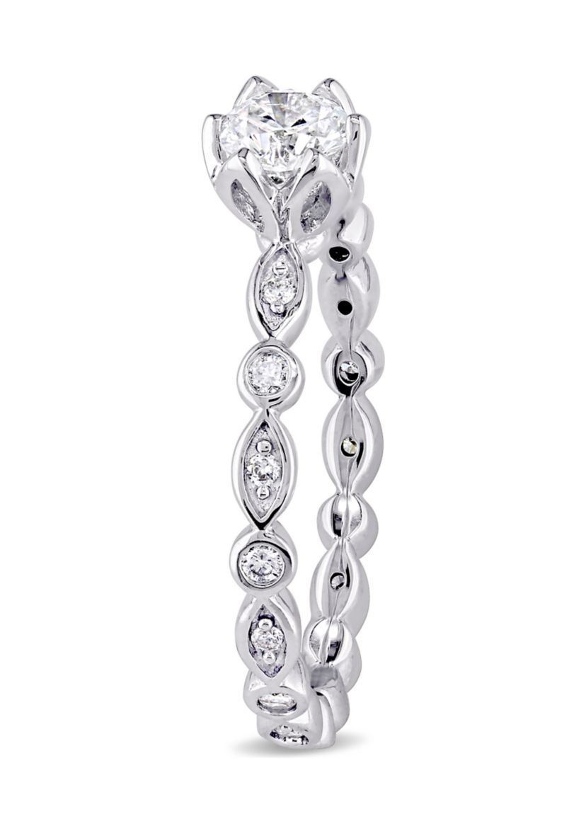 1/2 ct. t.w. Diamond Raised Scalloped Infinity Engagement Ring in 14k White Gold