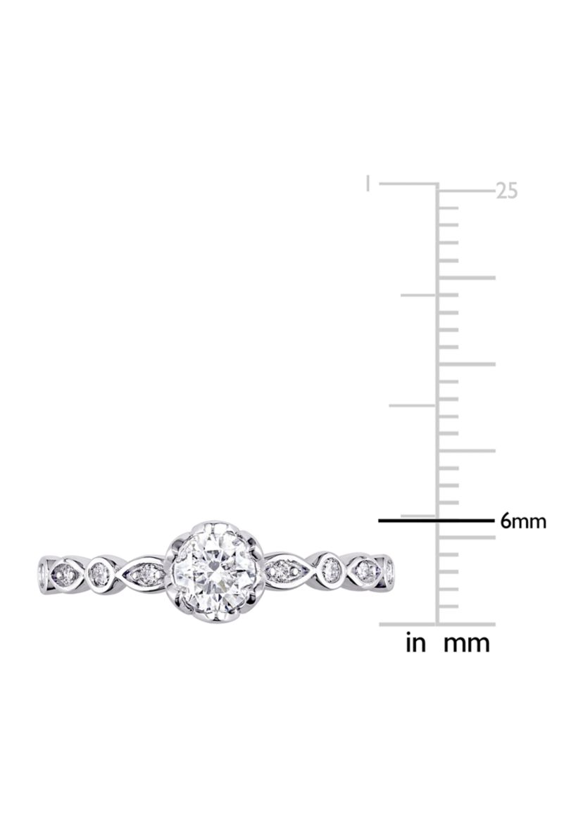 1/2 ct. t.w. Diamond Raised Scalloped Infinity Engagement Ring in 14k White Gold