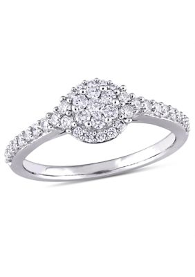 Belk & Co 1/2 Ct. T.w. Diamond Composite Halo Engagement Ring In 14K White Gold