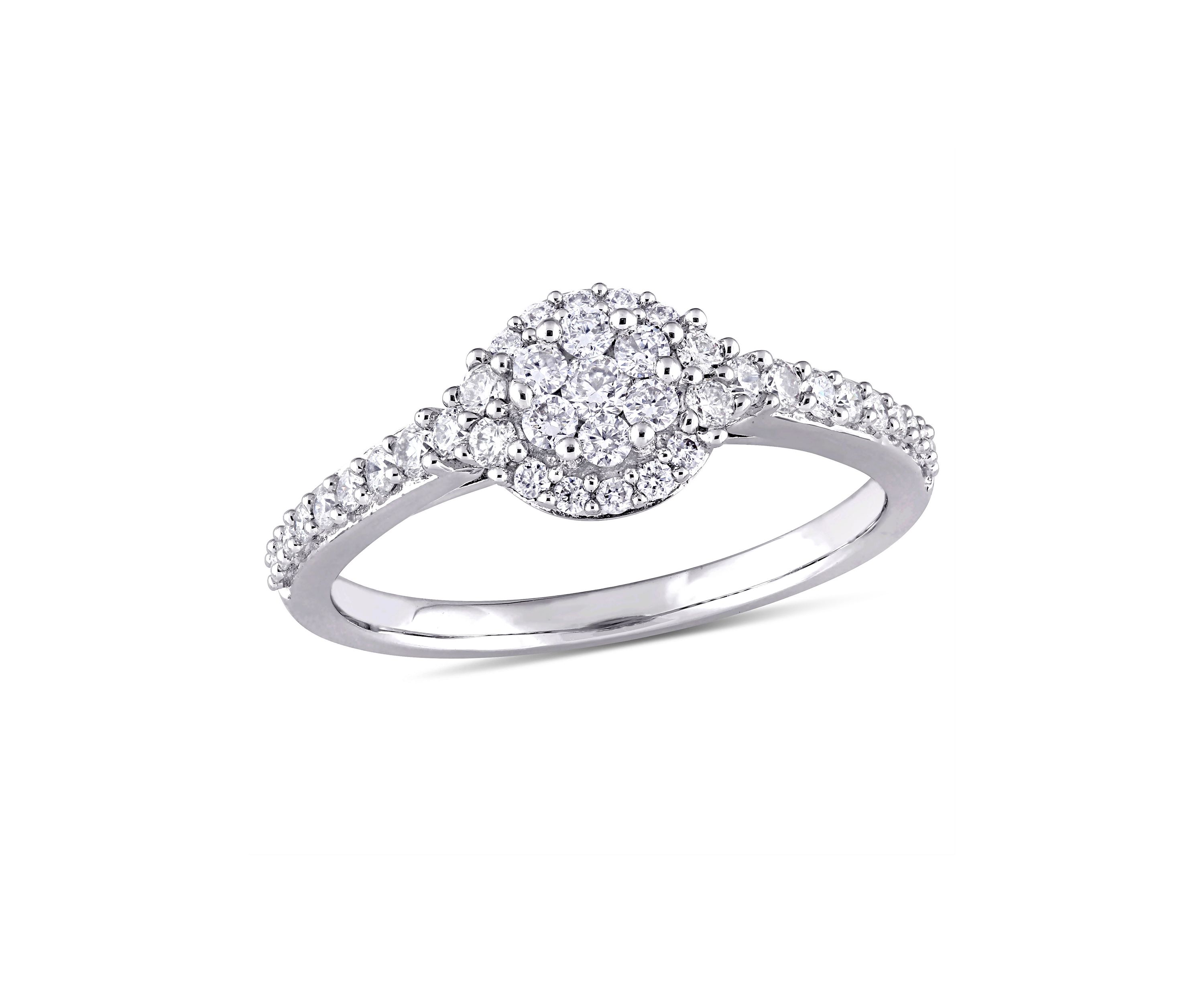 1/2 ct. t.w. Diamond Composite Halo Engagement Ring in 14k White Gold