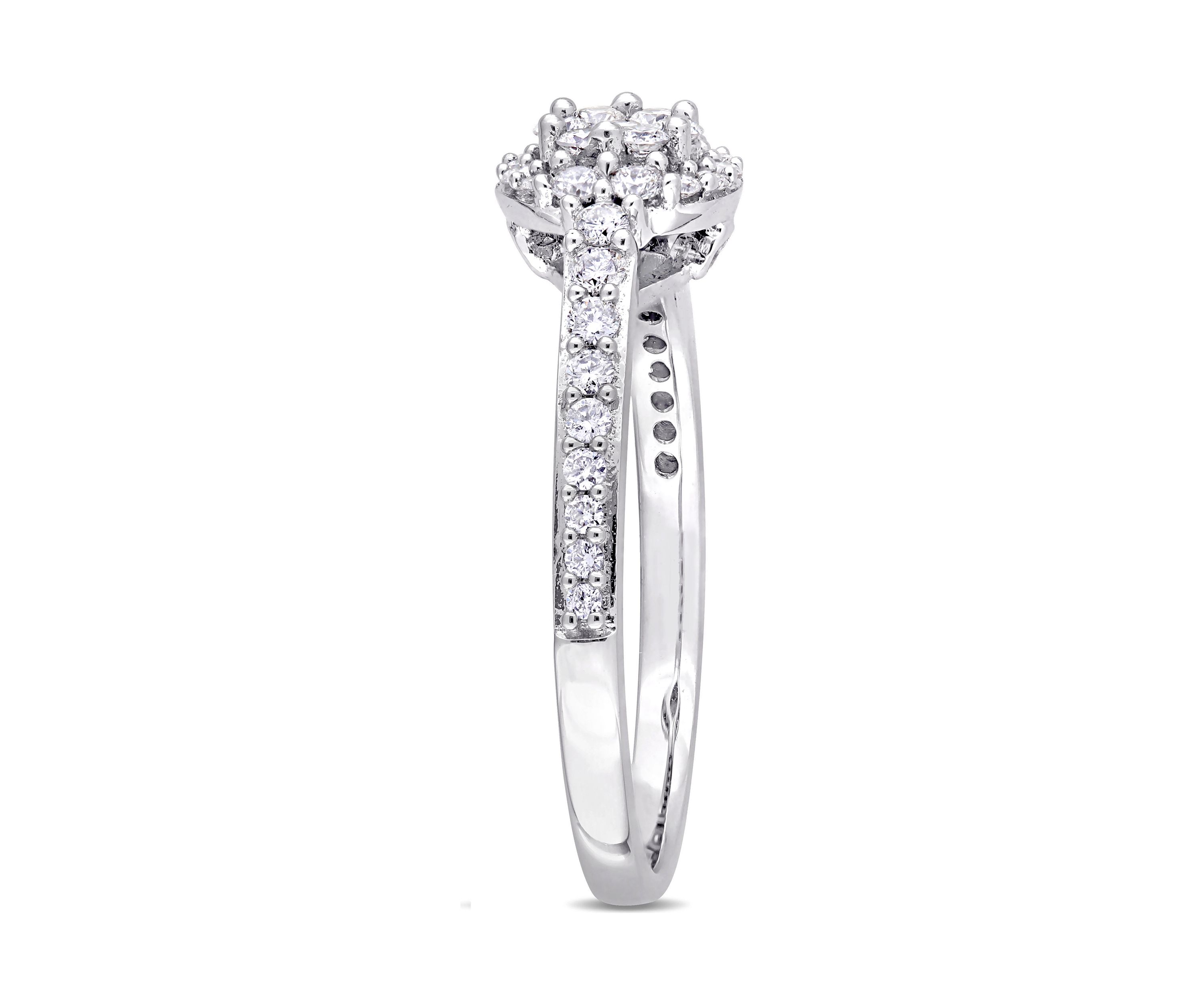1/2 ct. t.w. Diamond Composite Halo Engagement Ring in 14k White Gold