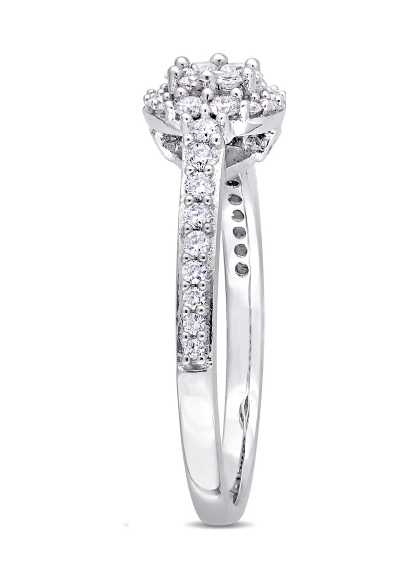 1/2 ct. t.w. Diamond Composite Halo Engagement Ring in 14k White Gold