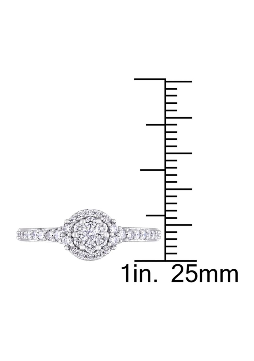 1/2 ct. t.w. Diamond Composite Halo Engagement Ring in 14k White Gold