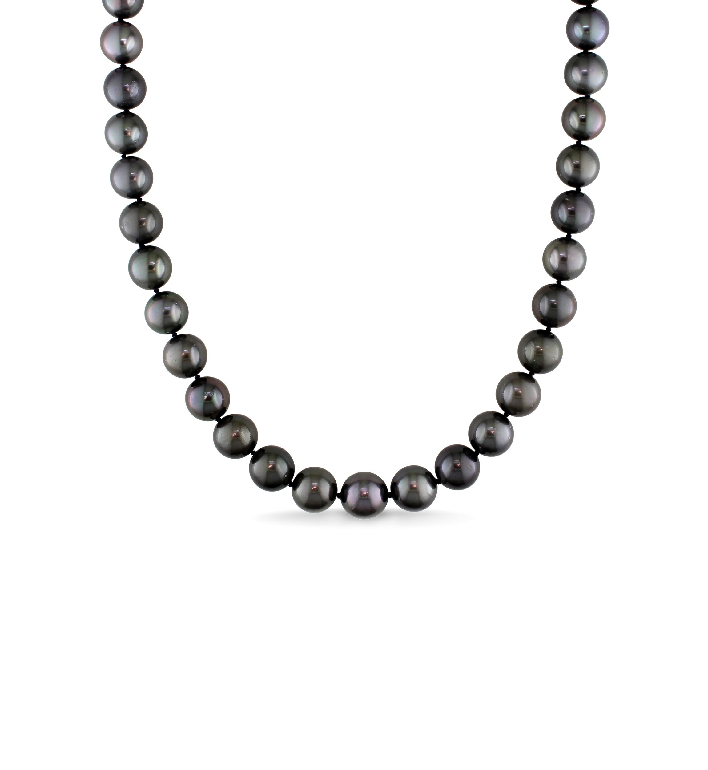 9-11 MM Tahitian Cultured Pearl Graduated Strand Necklace with 14K White Gold Ball Clasp