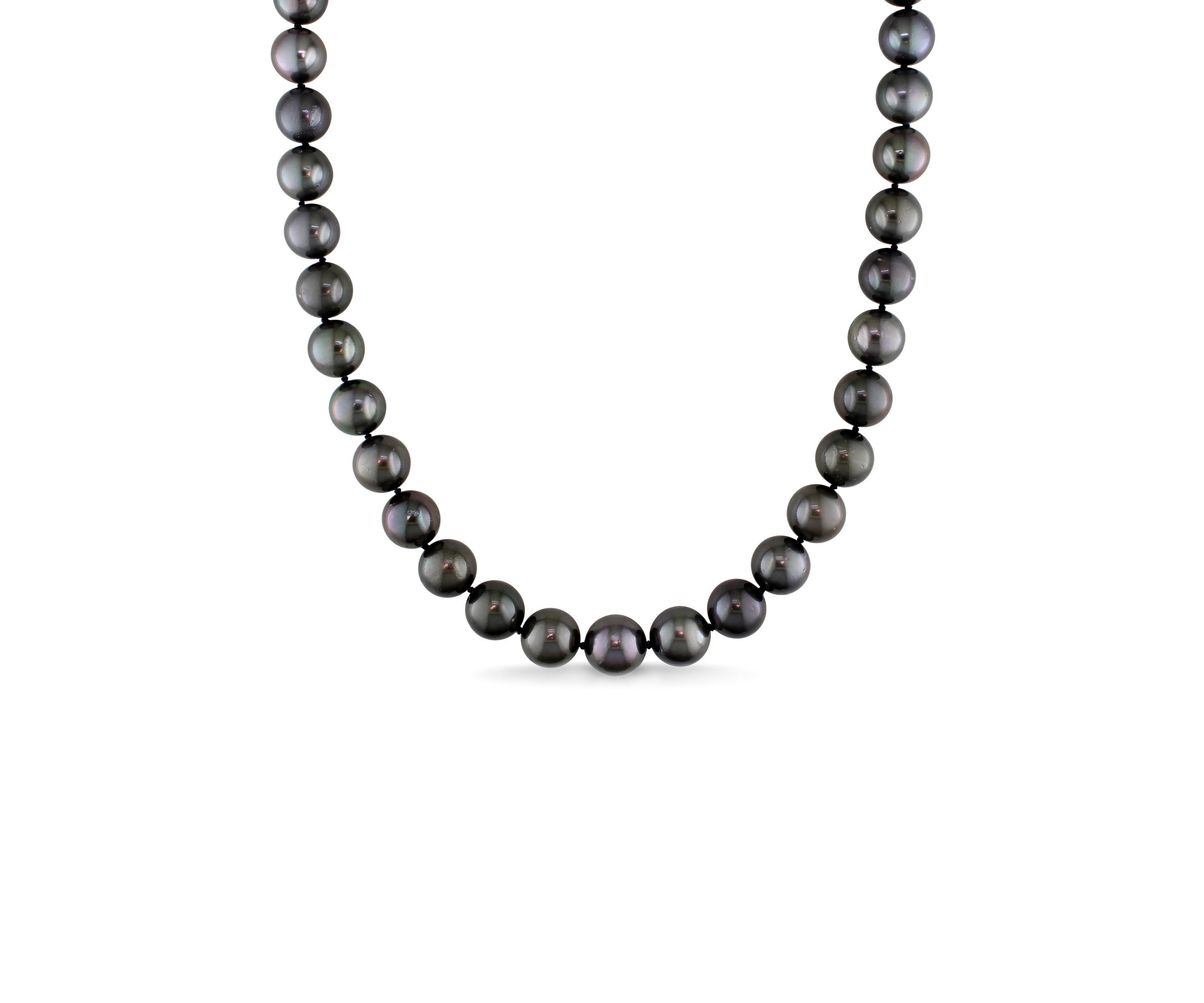 9-11 MM Tahitian Cultured Pearl Graduated Strand Necklace with 14K White Gold Ball Clasp