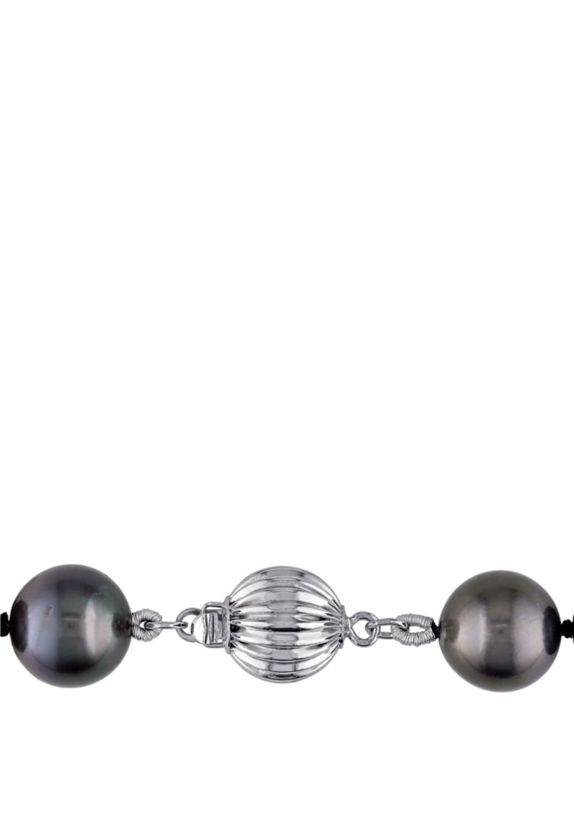 9-11 MM Tahitian Cultured Pearl Graduated Strand Necklace with 14K White Gold Ball Clasp