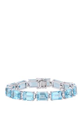 Belk & Co 59.75 ct. t.w. Emerald-Cut Blue Topaz Tennis Bracelet in Sterling Silver