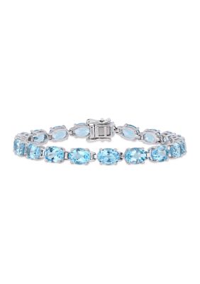 Belk & Co 28.50 ct. t.g.w. Oval-Cut Sky-Blue Topaz Tennis Bracelet in Sterling Silver, White
