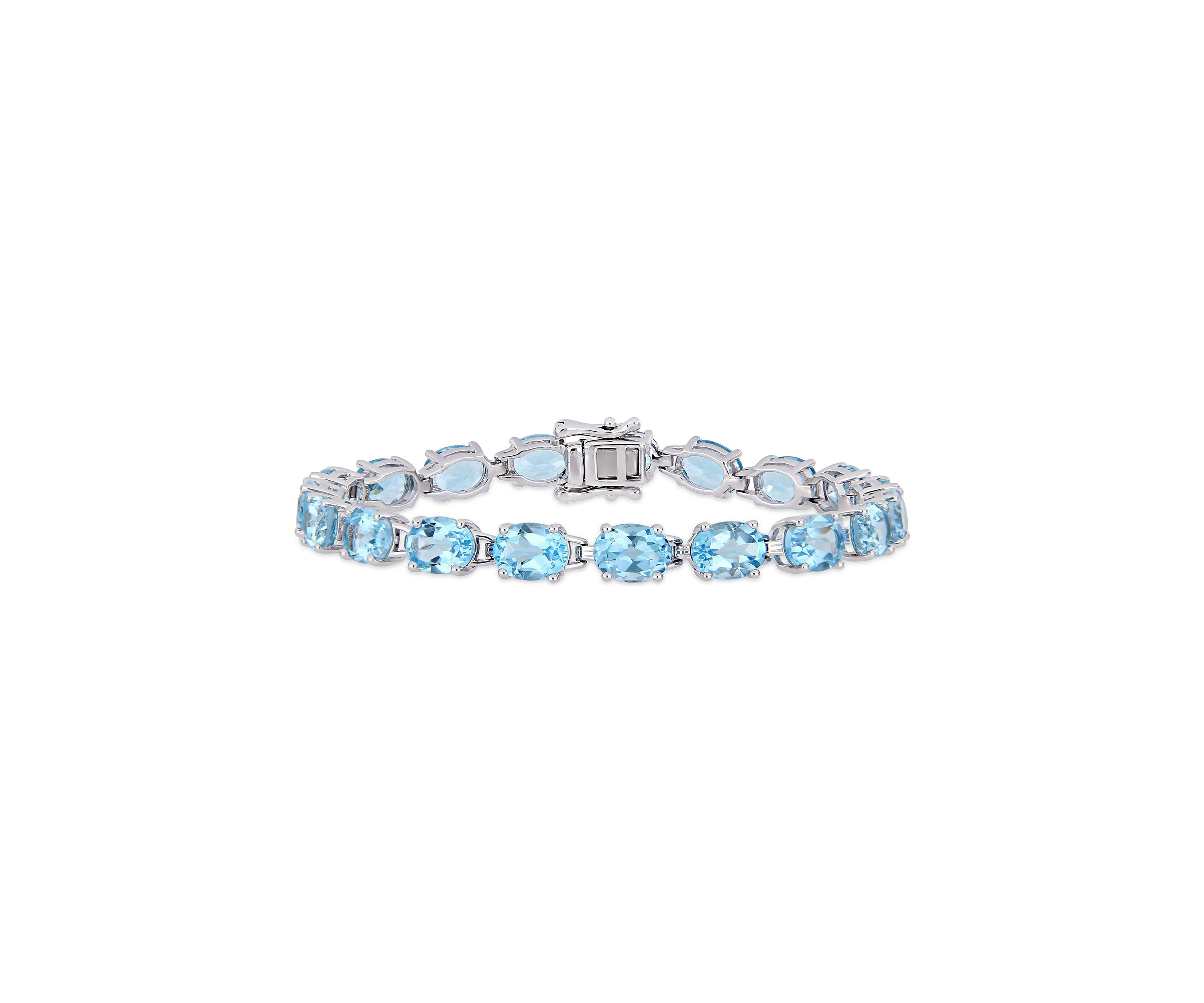 28.50 ct. t.g.w. Oval-Cut Sky-Blue Topaz Tennis Bracelet in Sterling Silver