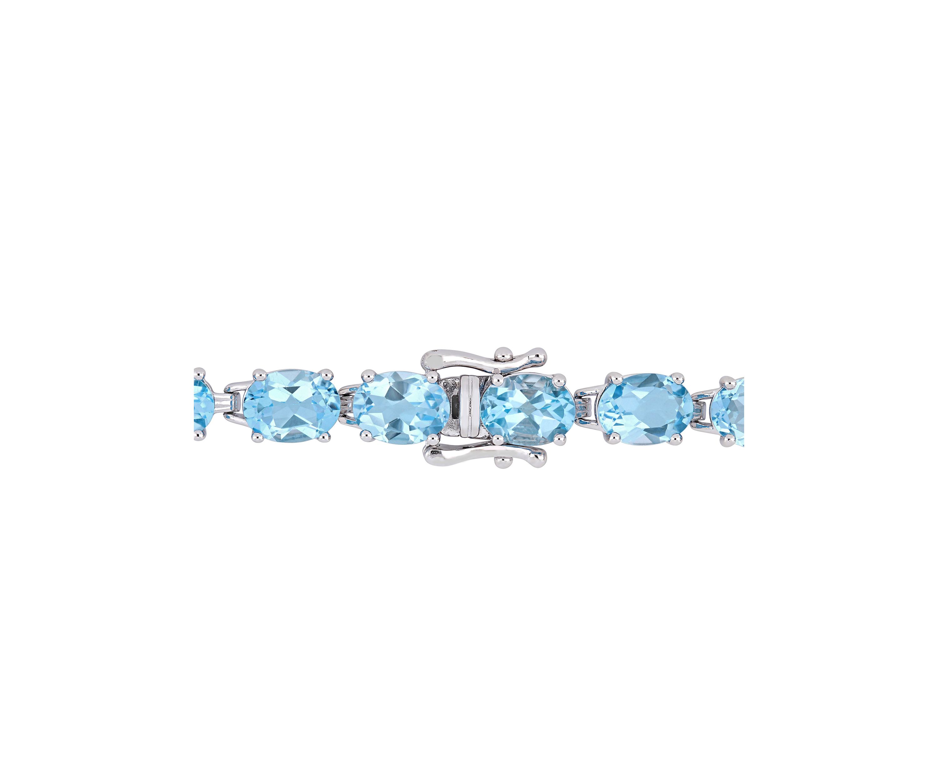 28.50 ct. t.g.w. Oval-Cut Sky-Blue Topaz Tennis Bracelet in Sterling Silver