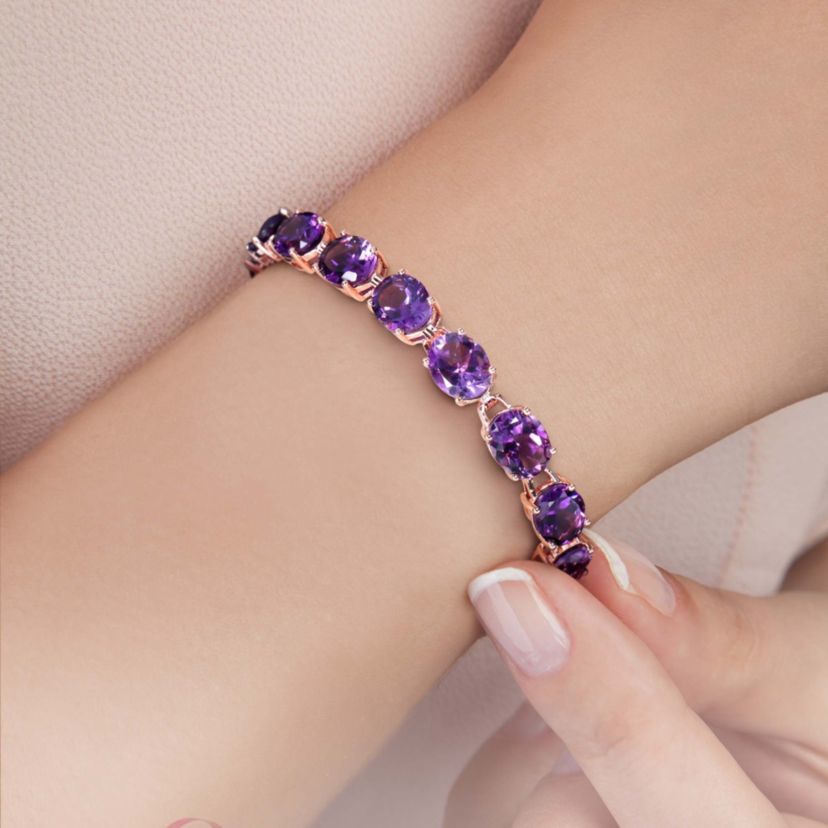 Amethyst-Africa Bracelet in Rose Plated Sterling Silver