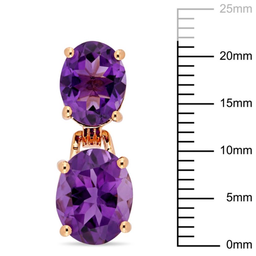 Amethyst Dangle Earrings in Rose Plated Sterling Silver