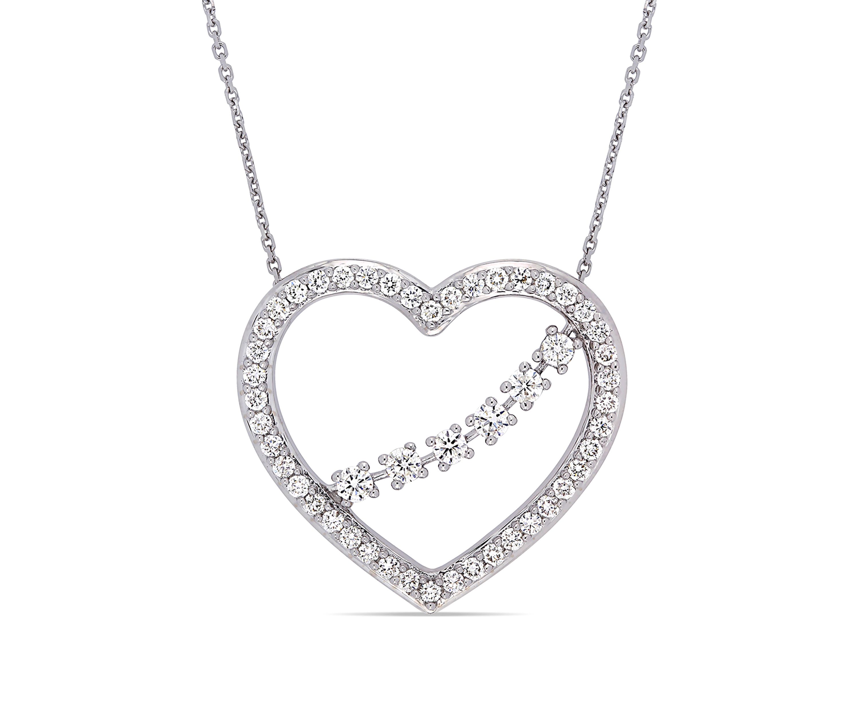 1 ct. t.w. Diamond Heart Necklace in 14k White Gold
