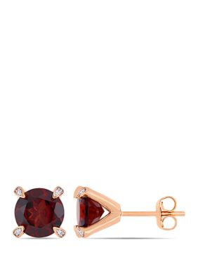 Belk & Co 4 Ct. T.w. Garnet And 1/10 Ct. T.w. Diamond Accent Martini Stud Earrings In 10K Rose Gold