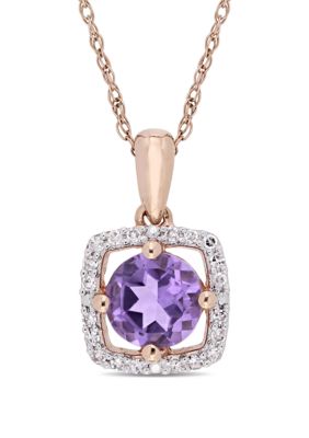 Belk & Co 0.62 ct. t.w. Amethyst and 0.1 ct. t.w. Diamond Floating Halo Pendant with Chain in 10K Rose Gold -  5400426BLK001781