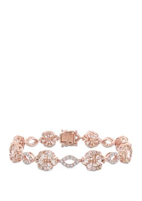 Belk & Co 12.5 Ct. T.w. Morganite, White Sapphire & 1.25 Ct. T.w Diamond Flower Bracelet In 14K Rose Gold