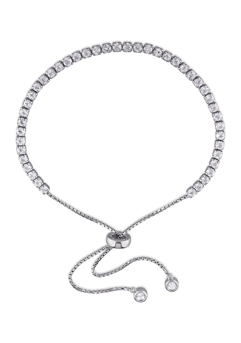 3.78 ct. t.g.w. White Topaz Tassel Bolo Bracelet in Sterling Silver