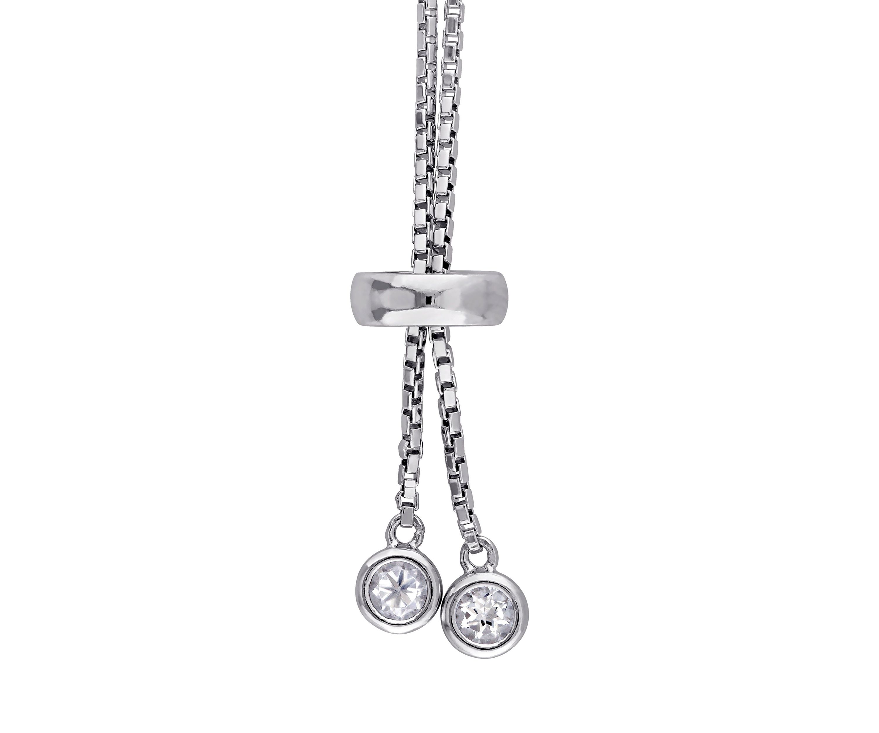 3.78 ct. t.g.w. White Topaz Tassel Bolo Bracelet in Sterling Silver