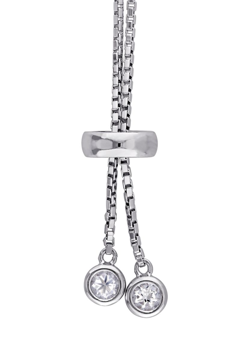 3.78 ct. t.g.w. White Topaz Tassel Bolo Bracelet in Sterling Silver