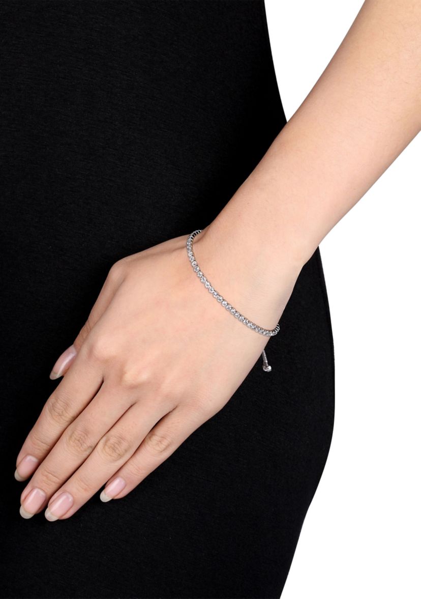 3.78 ct. t.g.w. White Topaz Tassel Bolo Bracelet in Sterling Silver