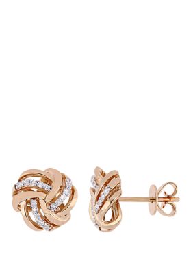 Belk & Co 1/6 Ct. T.w. Diamond Knot Stud Earrings In 14K Rose Gold