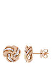  1/6 ct. t.w. Diamond Knot Stud Earrings in 14K Rose Gold