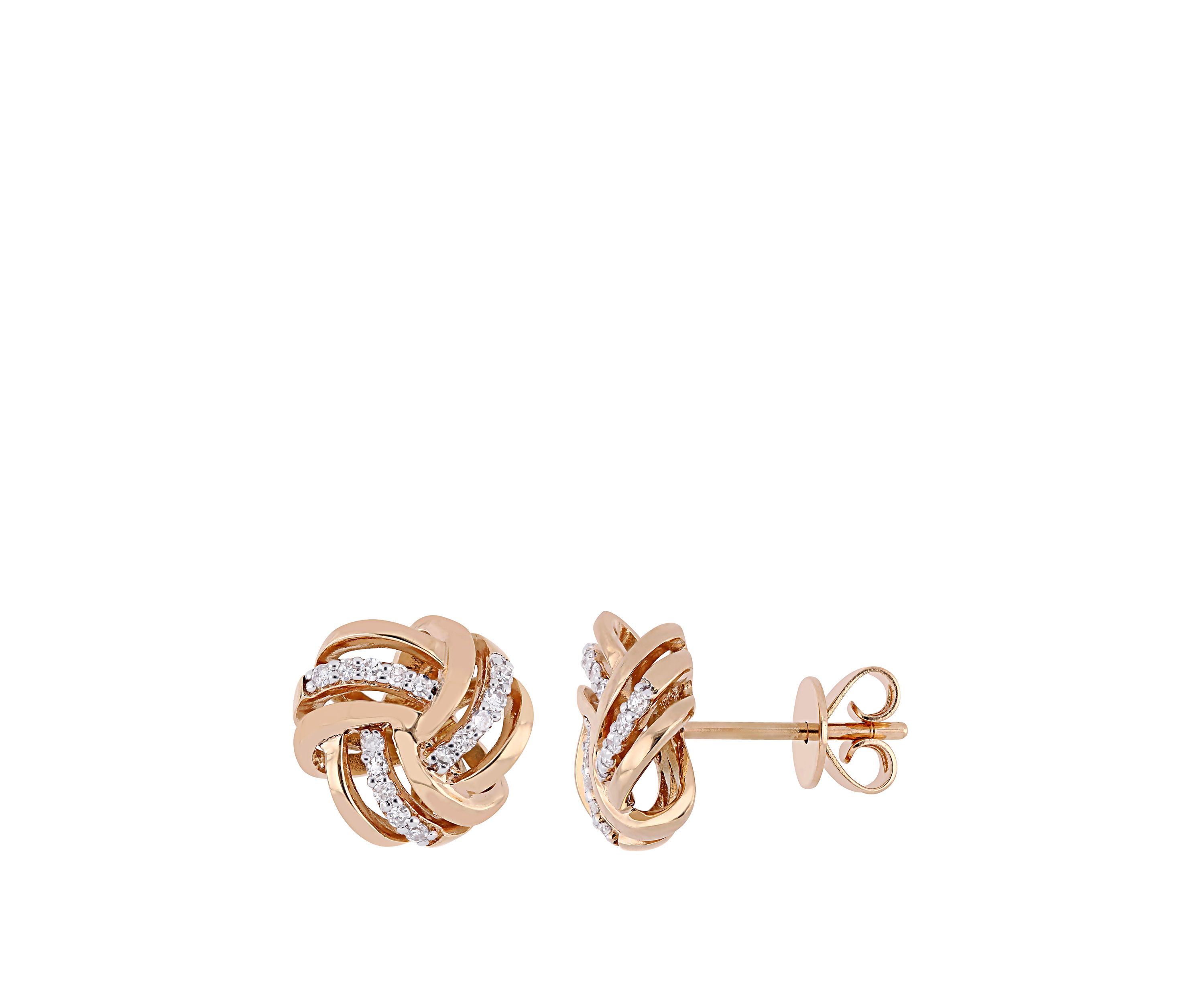  1/6 ct. t.w. Diamond Knot Stud Earrings in 14K Rose Gold