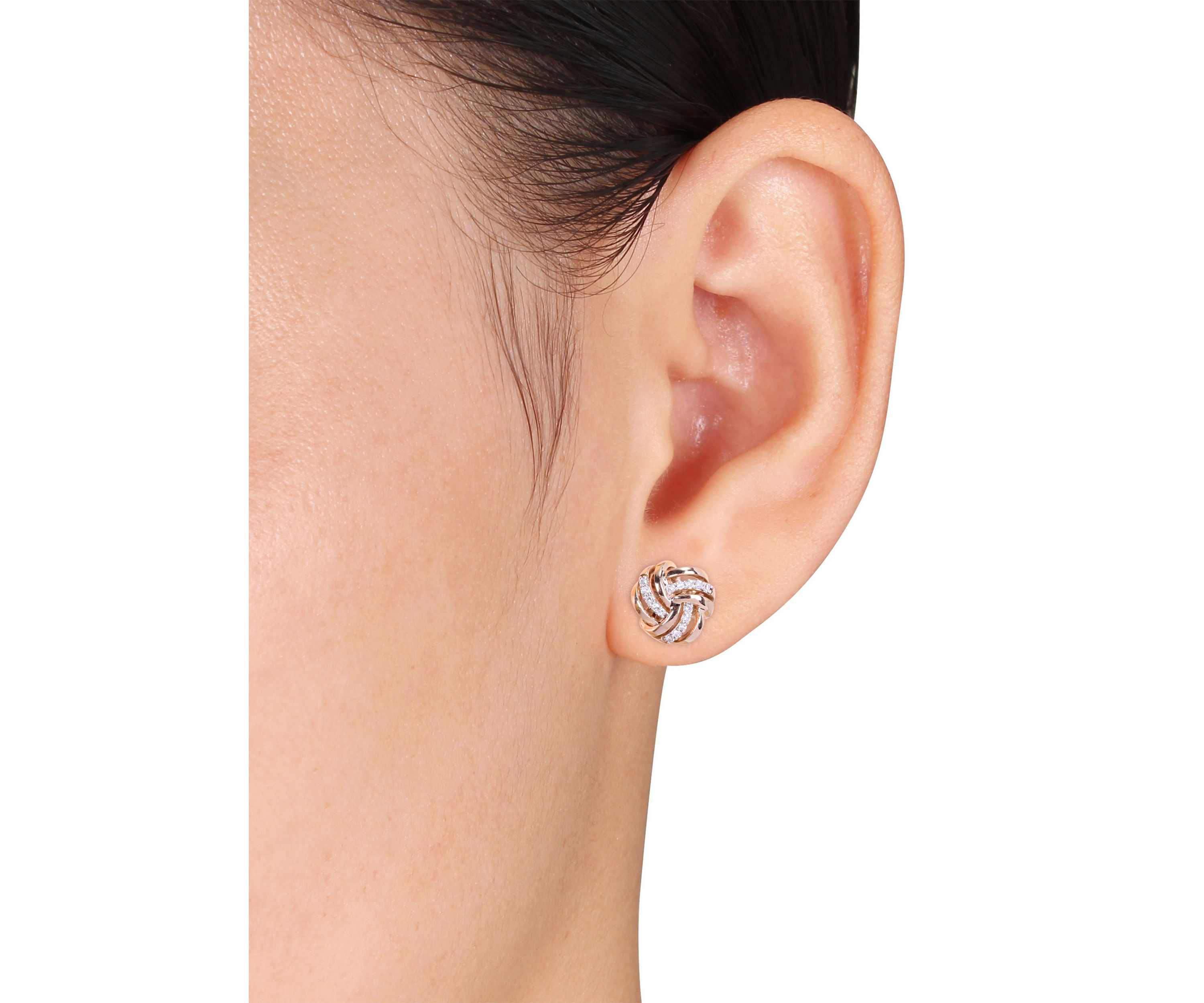  1/6 ct. t.w. Diamond Knot Stud Earrings in 14K Rose Gold
