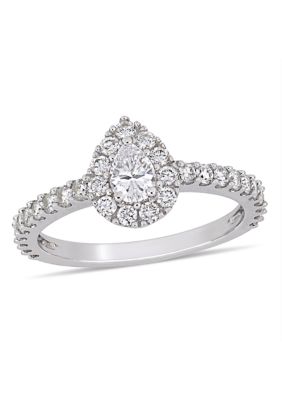 Belk & Co 1 ct. t.w. Diamond Pear-Cut Halo Engagement Ring in 14k White Gold