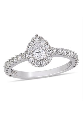 Belk & Co 1 Ct. T.w. Diamond Pear-Cut Halo Engagement Ring In 14K White Gold, 8 -  0686692387478