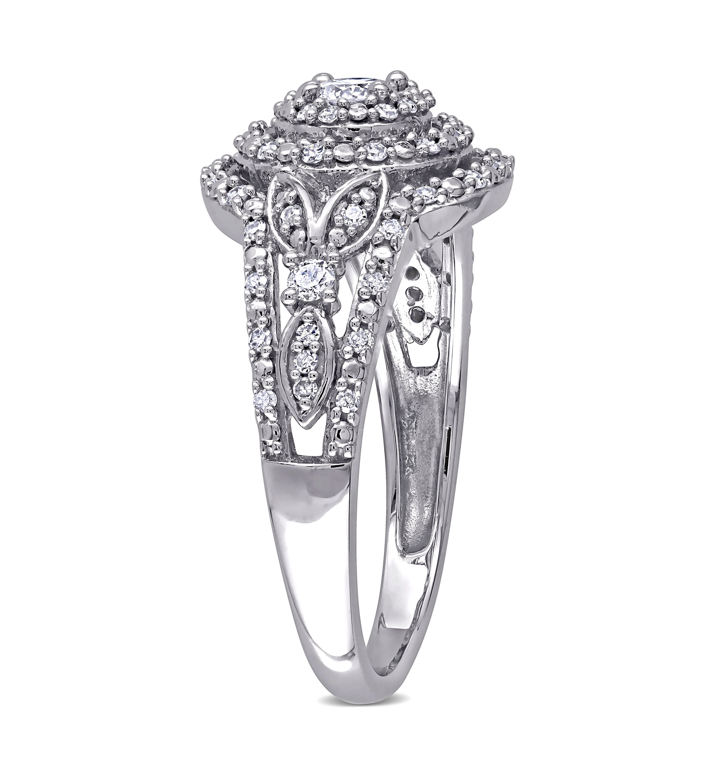 1/2 ct. t.w. Diamond Halo Cluster Engagement Ring in 10k White Gold